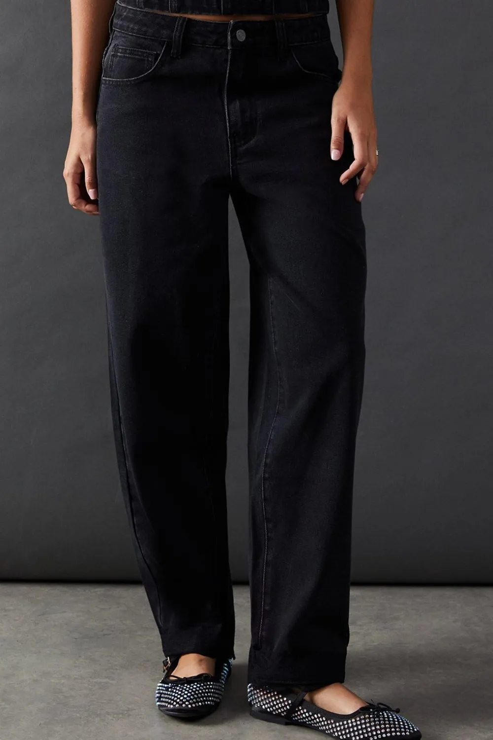 Jeans|Denim^Nasty Gal Denim Lace Trim Mid Rise Barrel Jeans |