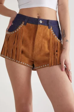Real & Faux Suede|Shorts^Nasty Gal Denim Suede Mix Short |