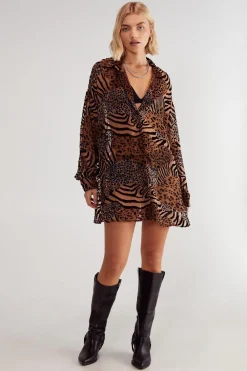 Animal Print|Shirts^Nasty Gal Devore Leopard Zebra Oversized Sheer Shirt |