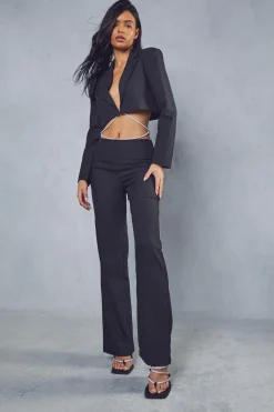 Pants^Nasty Gal Diamante Strap Straight Leg Trousers |