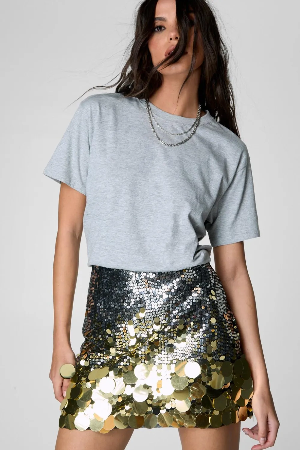 Sequin Outfits|Skirts^Nasty Gal Disc Sequin Ombre Mini Skirt |