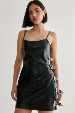 Mini Dresses|Dresses^Nasty Gal Distressed Faux Leather Buckle Detail Dress |