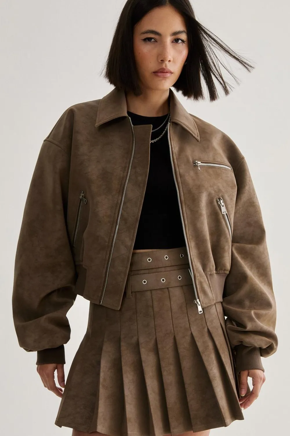 Leather|Festival Outfits^Nasty Gal Distressed Faux Leather Bomber Jacket |