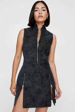 Leather|Mini Dresses^Nasty Gal Distressed Faux Leather Mini Dress |