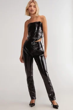 Bandeau Tops|Tops^Nasty Gal Distressed Vinyl Lace Side Corset Bandeau Top |