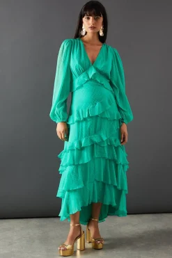 Midi Dresses|Dresses^Nasty Gal Dobby Chiffon Ruffle Midi Dress |