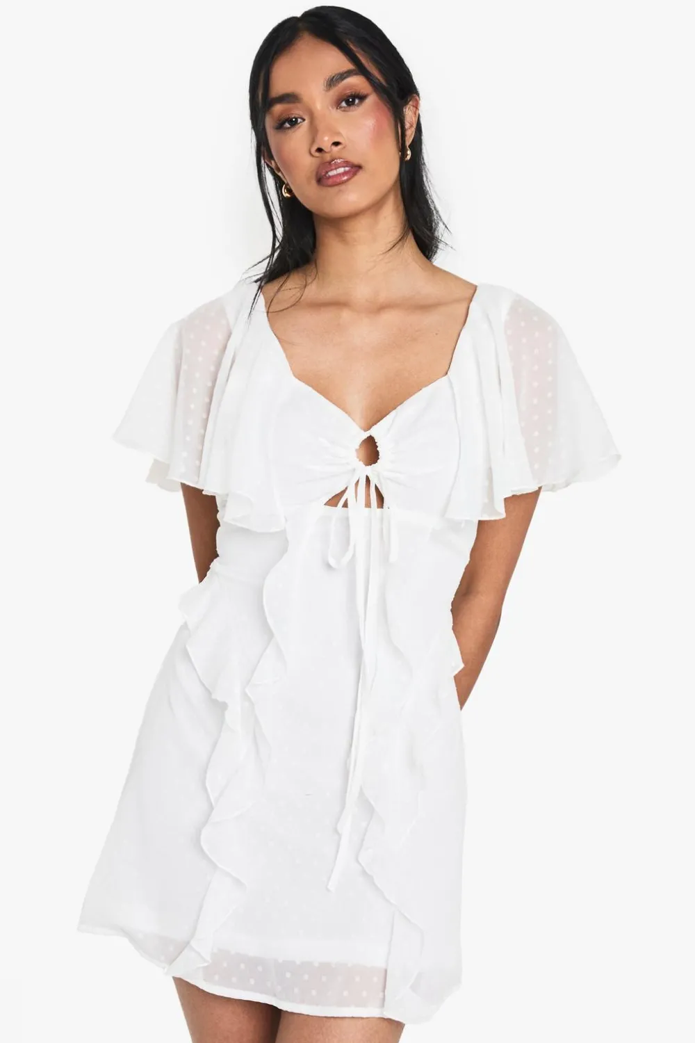 Dresses^Nasty Gal Dobby Chiffon Ruffle Mini Dress |