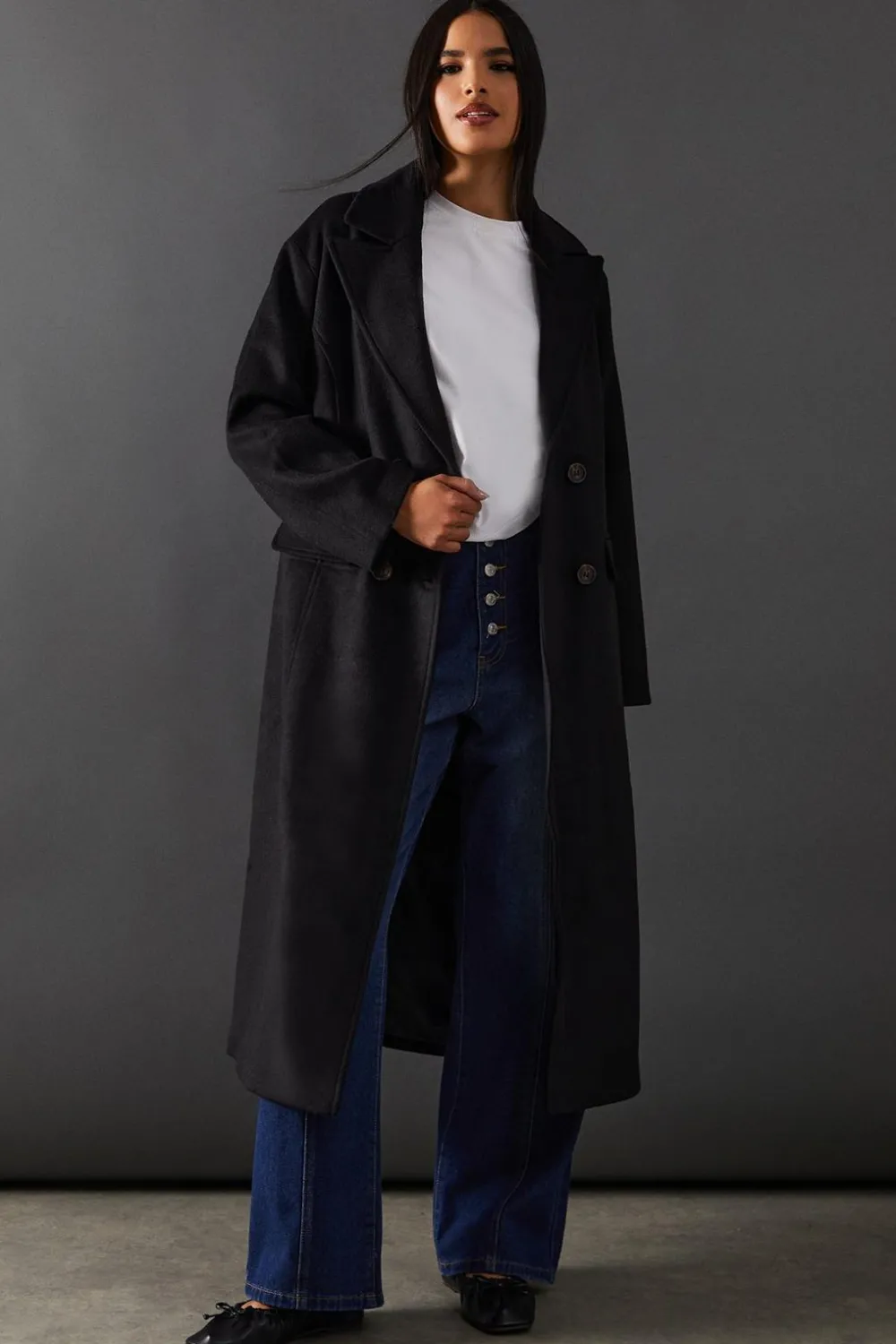 Jackets^Nasty Gal Double Breasted Wool Blend Maxi Coat |