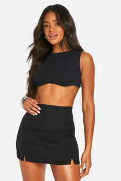 Skirts|Skirts^Nasty Gal Double Split Front Woven Mini Skirt |
