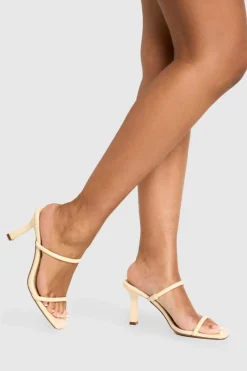 Heels^Nasty Gal Double Strap Mid Height Heeled Mules |