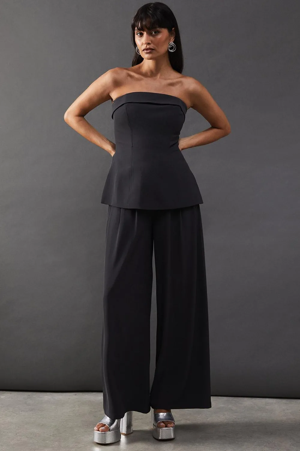 Pants^Nasty Gal Drape Pleat Detail Wide Leg Trouser |