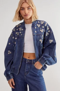 Denim|Denim^Nasty Gal Embellished Flower Applique Jacket |