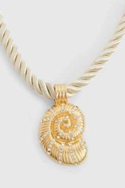 Jewelry^Nasty Gal Embellished Shell Pendant Rope Necklace |