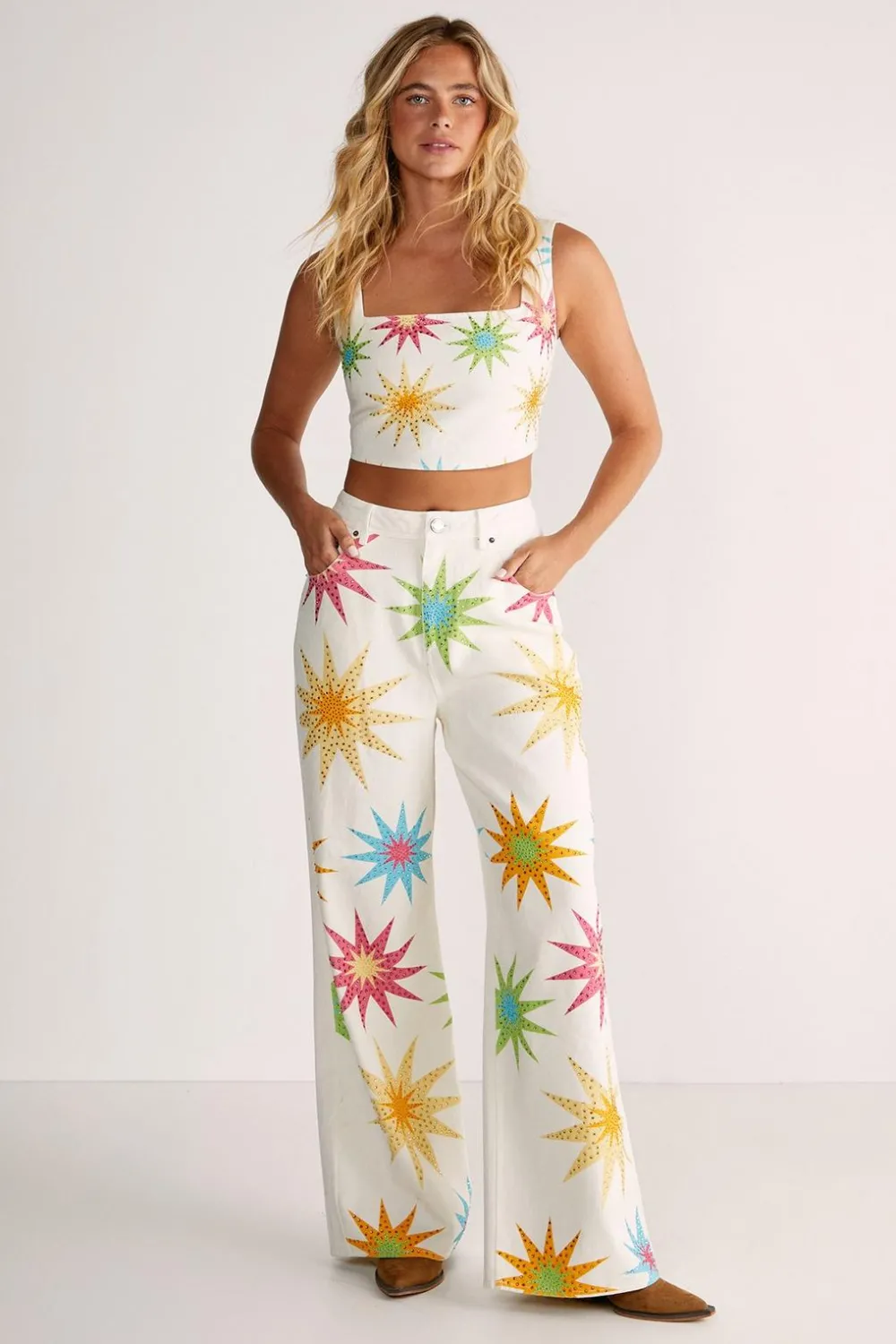 Jeans|Denim^Nasty Gal Embellished Star Detail Straight Leg Denim Jeans |