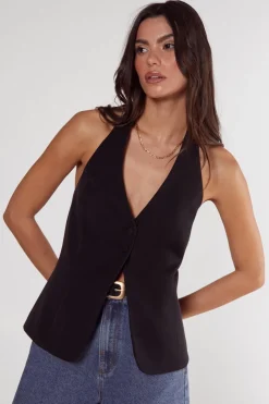 Waistcoats|Tops^Nasty Gal Essentials Tailored Button Front Vest |