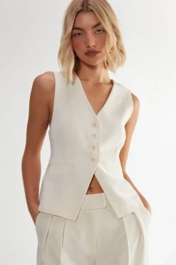 White Outfits|Waistcoats^Nasty Gal Essentials Tailored Vest |
