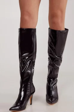 Knee High Boots^Nasty Gal Faux Leather Knee High Pointed Boot |
