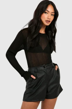 Leather|Shorts^Nasty Gal Faux Leather Look High Waisted Short |