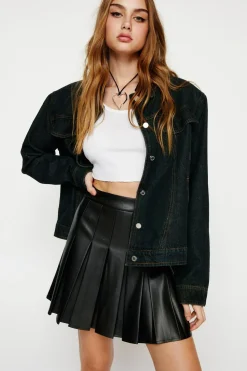 Concert Outfits|Leather^Nasty Gal Faux Leather Pleated Mini Skirt |