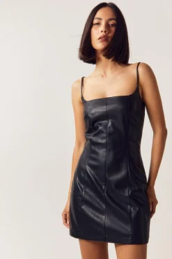 Leather|Spring Outfits^Nasty Gal Faux Leather Strappy Mini Dress |