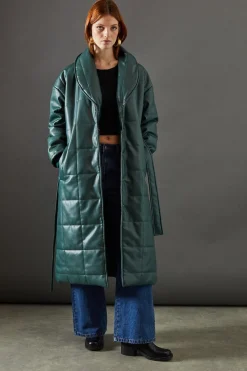 Leather|Jackets^Nasty Gal Faux Leather Wrap Belted Padded Coat |