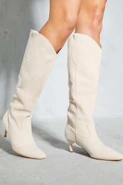 Real & Faux Suede|Cowgirl^Nasty Gal Faux Suede Low Heel Cowboy Boots |