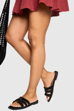 Sandals^Nasty Gal Flat Studded Strap Sandals |