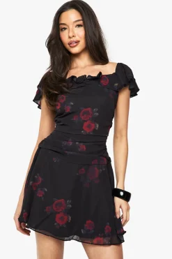 Dresses^Nasty Gal Floral Chiffon Bardot Mini Dress |