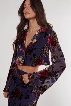 Crop Tops|Crop Tops^Nasty Gal Floral Devore Cropped Shirt |