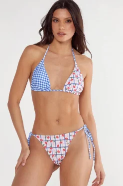 Bikinis|Swimwear^Nasty Gal Floral Gingham Mix Triangle Bikini |