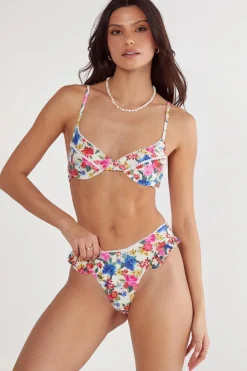 Bikinis|Swimwear^Nasty Gal Floral Picot Trim Underwire Ruffle Bikini Set |