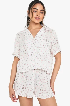 Sleepwear^Nasty Gal Floral Print Cheesecloth Short Sleeve Shirt & Shorts Pyjama Set |