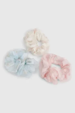 Hair & Hats^Nasty Gal Floral Print Organza Oversized Scrunchie 3 Pack |