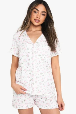 Sleepwear^Nasty Gal Floral Print Piping Detail Short Sleeved Shirt & Shorts Pyjama Set |