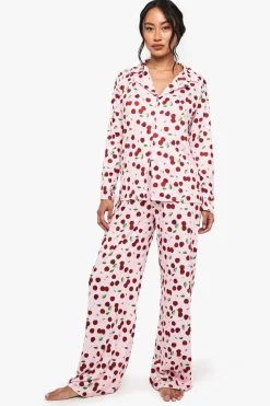 Sleepwear^Nasty Gal Floral Print Soft Rib Long Sleeve Top & Trousers Pyjama Set |