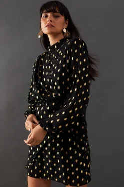 Dresses^Nasty Gal Foil Chiffon High Neck Wrap Front Mini Dress |