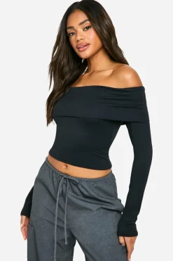 Tops^Nasty Gal Fold Over Long Sleeve Top |