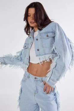 Jackets|Denim^Nasty Gal Frayed Edge Denim Jacket |