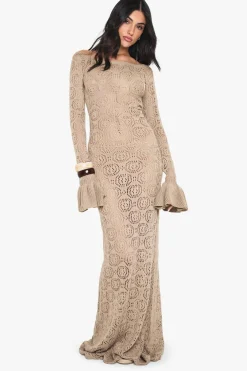 Crochet|Dresses^Nasty Gal Frill Sleeve Crochet Beach Maxi Dress |