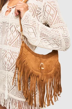 Bags|Fringing^Nasty Gal Fringe and Buckle Detail Shoulder Bag |
