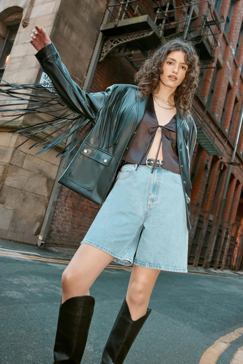 Fringing|Leather^Nasty Gal Fringe Faux Leather Belted Jacket |