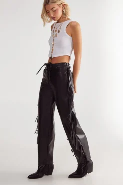 Fringing|Leather^Nasty Gal Fringe Faux Leather Trousers |