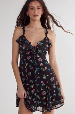 Mini Dresses|Dresses^Nasty Gal Fruit Ruffle Tie Front Mini Dress |