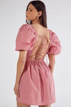 Festival Outfits|Festival Outfits^Nasty Gal Gingham Puff Sleeve Tie Back Mini Dress |