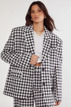 Blazers|Blazers^Nasty Gal Gingham Tailored Blazer |