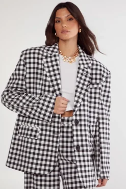 Blazers|Blazers^Nasty Gal Gingham Tailored Blazer |