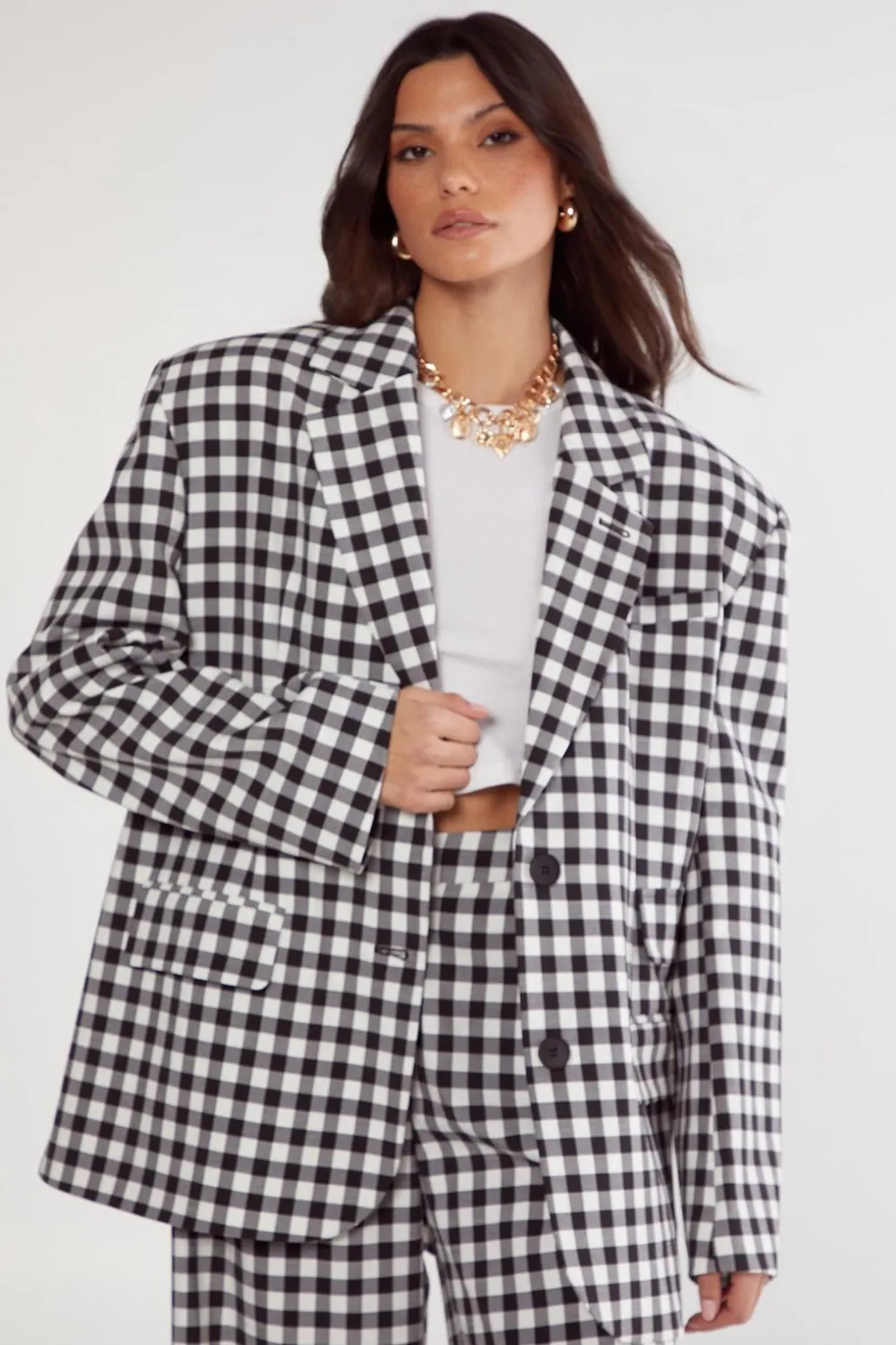 Blazers|Blazers^Nasty Gal Gingham Tailored Blazer |
