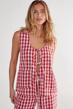 Two Piece Sets|Two Piece Sets^Nasty Gal Gingham Tie Front Vest |