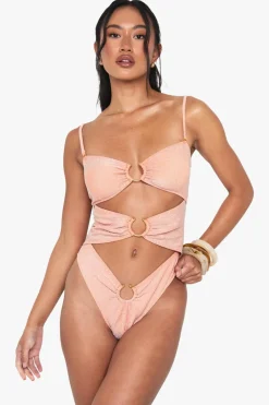 Swimwear^Nasty Gal Glitter Cutout Swimsuit |