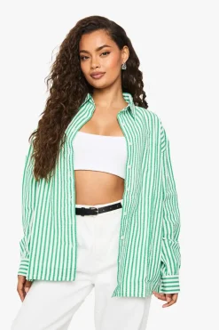 Stripes^Nasty Gal Green Seersucker Wide Stripe Oversized Shirt |